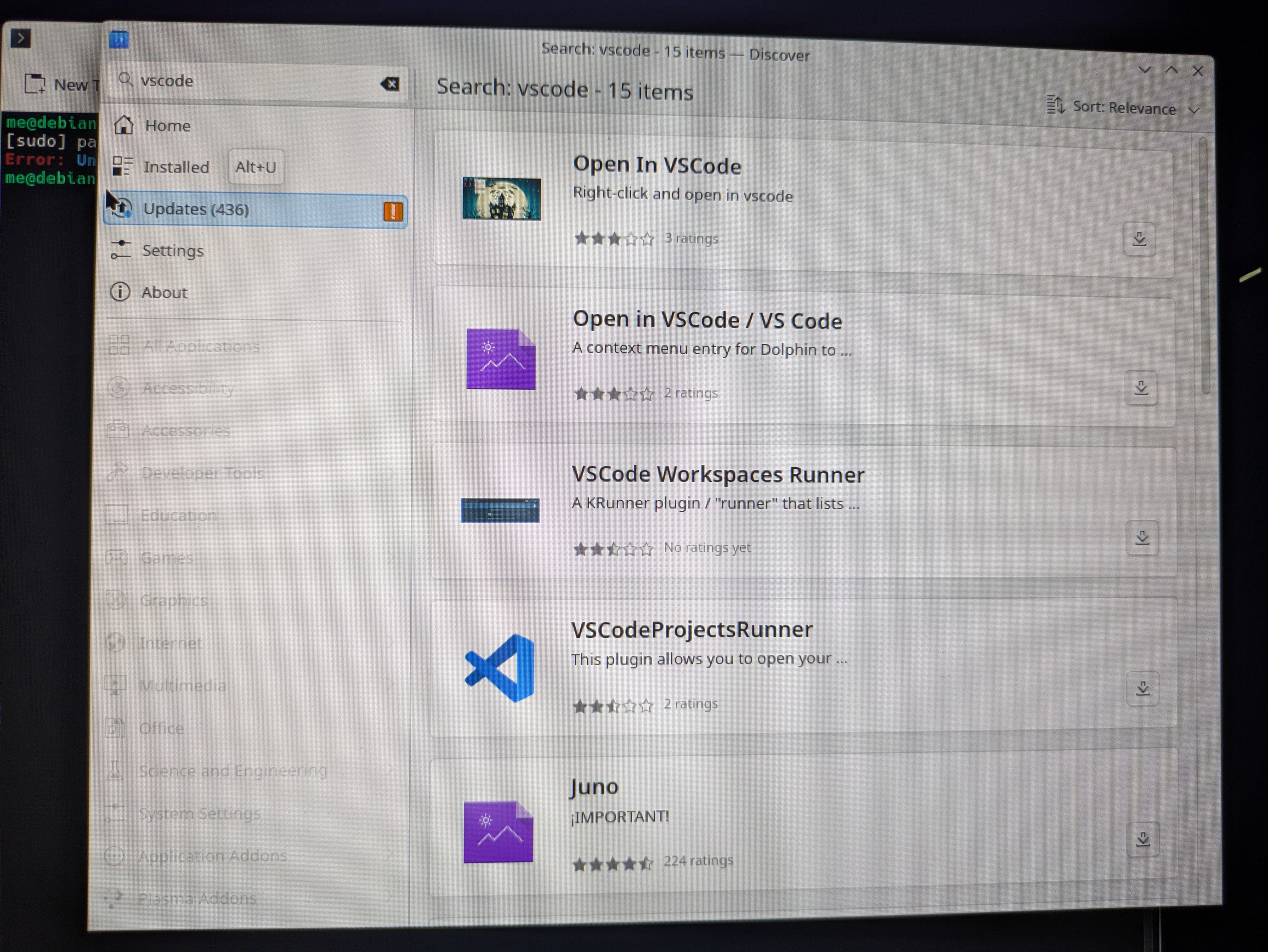Debian gui installer with no vscode