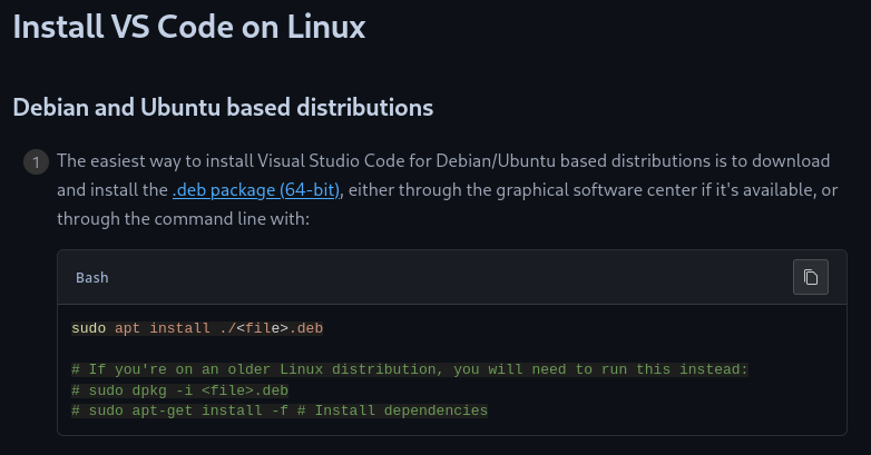 Guide on installing vscode